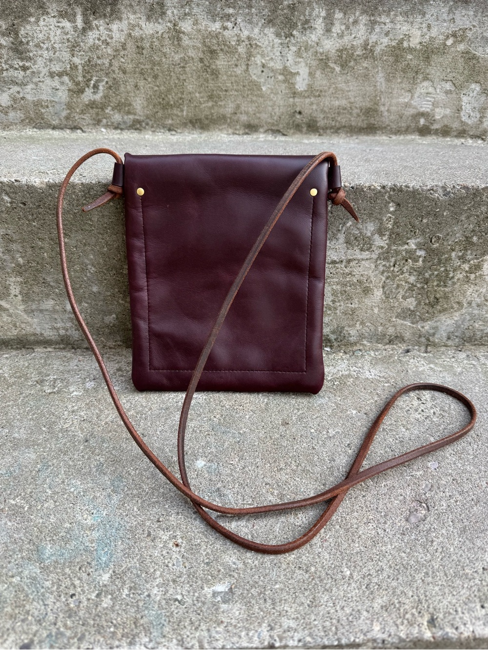 Leather Envelope Crossbody Bag in Deep Burgundy - Picture 3 of 4